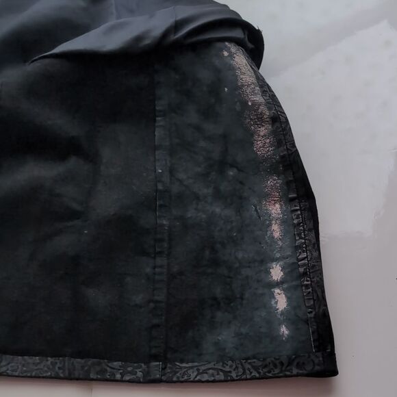 BCBGMaxAzria genuine Leather Black A-Line Mini  Intricate Lace Effect Medium - Picture 6 of 9